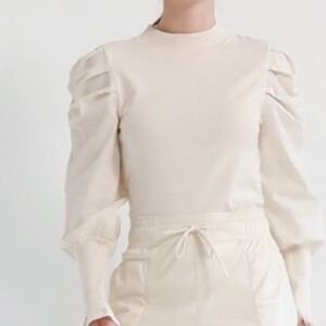 Melissa Nepton Puff Sleeve Fitted Sweater Style Blouse